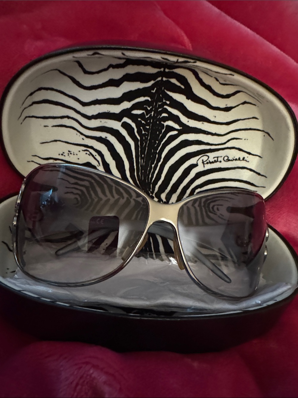 Roberto Cavalli Women's Gradient Black and Silver Oversized Sunglasses